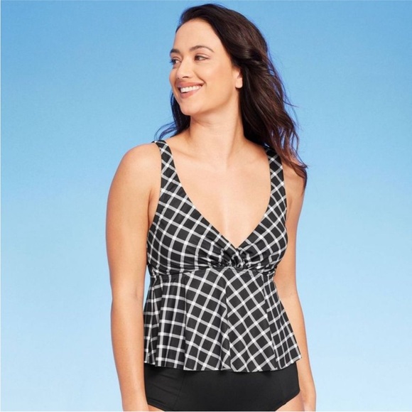 Kona Sol Other - Kona Sol Black and White Bustier Peplum tankini